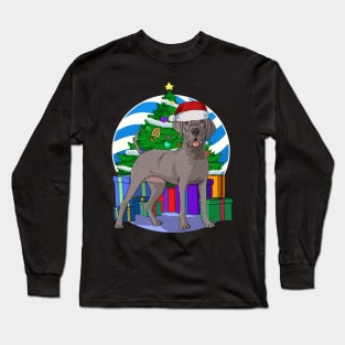 Great Dane Cute Santa Christmas Gift Long Sleeve T-Shirt